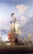 Monamy, Peter The First-rate ship Royal Sovereign stern  quarter view,in a calm USA oil painting artist